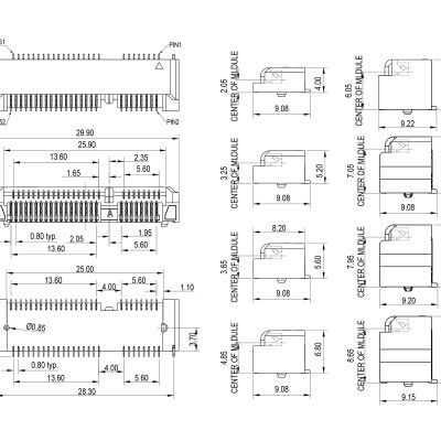 0.8mm Pitch Mini PCI-E 52 Pin' />