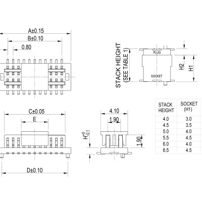 0.80mm Pitch Board to Board Male' />