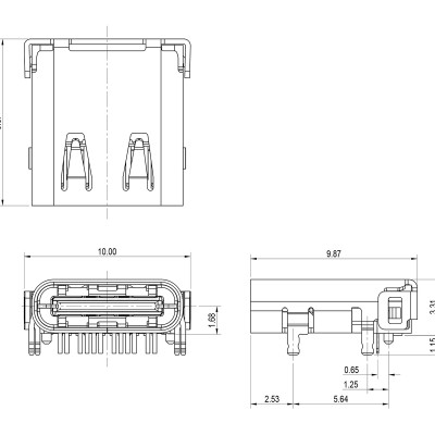 Type C Receptacle 24PIN Dual DIP+SMT CH 1.68' />