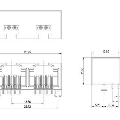 Mini. RJ45 Receptacle 1X2' />